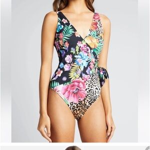 Johnny Was Monarch Wrap Swim 1 Pc Suit Sz XS